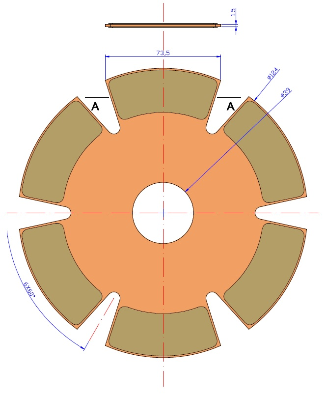 Tarcza napylana MIBA 184x39x2,5